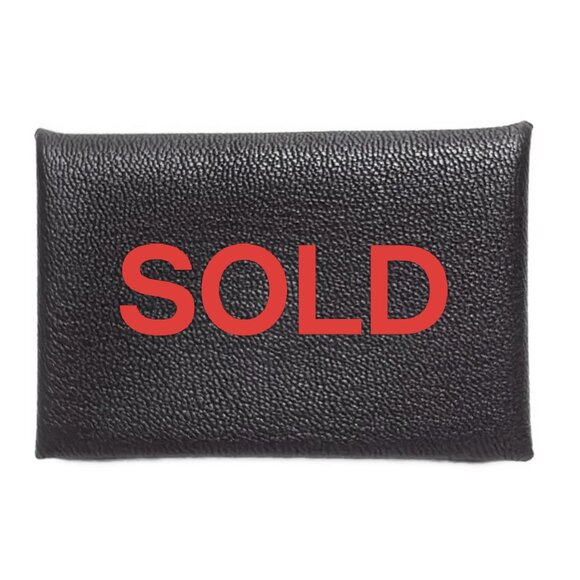 HERMES Calvi - Black Chevre W Card Case 489-071025 - Picture 1 of 4